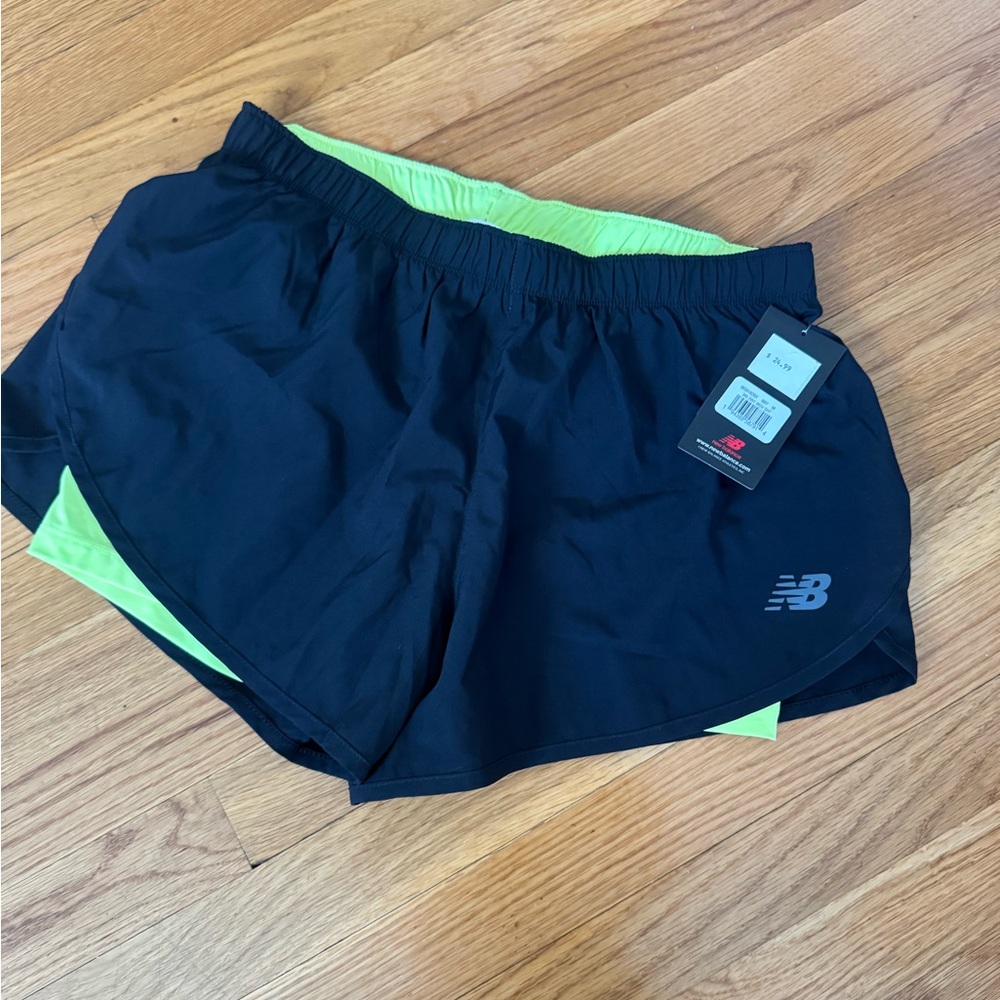 New Balance Black Shorts with Neon Green Trim